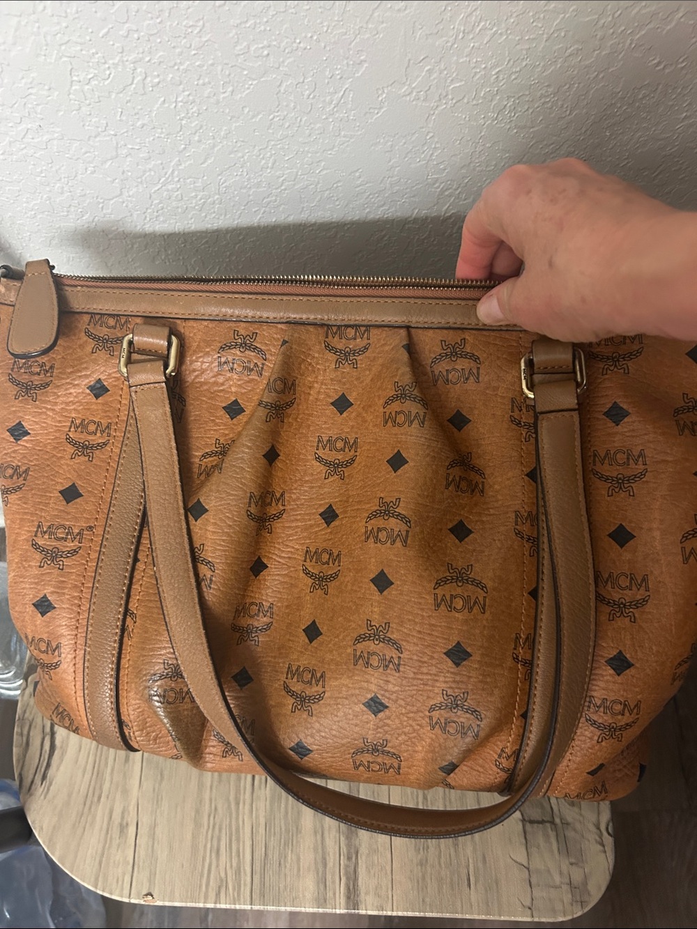 MCM Cognac Visetos Logo Convertible Shoulder Bag - Picture 5 of 10